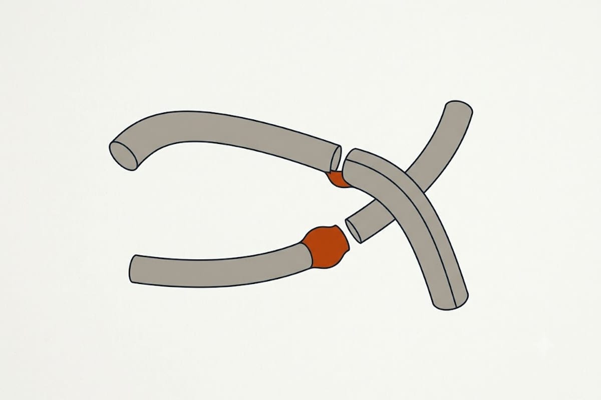 A broken element usually shows a visible blister or split